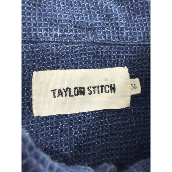 Taylor Stitch Mens Jack Shirt Sz Small 38 Dark Indigo Organic Cotton Waffle Knit - Picture 6 of 10